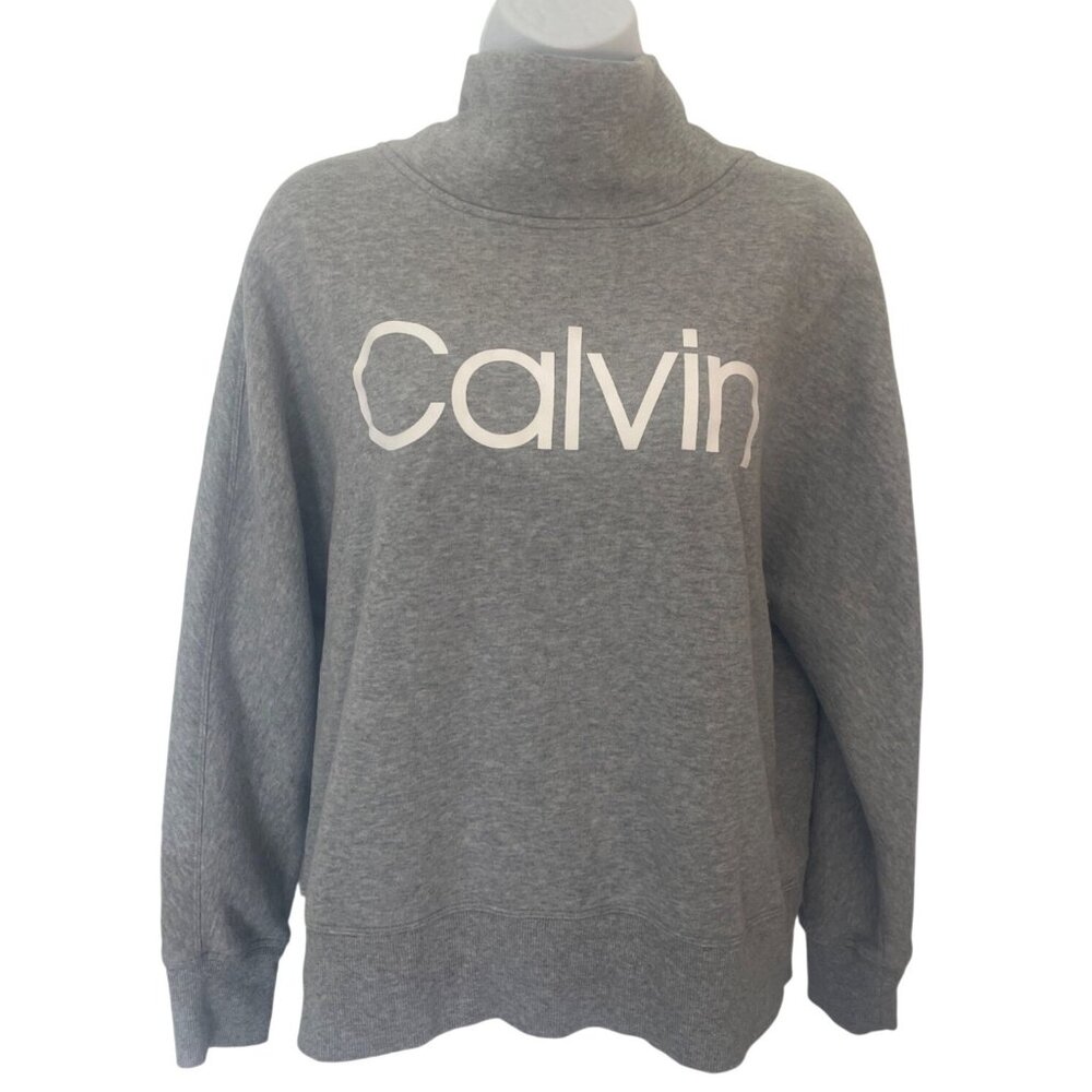 Calvin Klein‎ Performance Womens Gray Funnel Neck Sweatshirt M Sport Warm